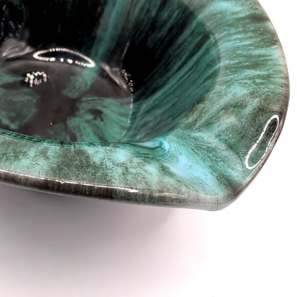 Vintage Blue Mountain Pottery Ashtray 3 Rests 4x1.5" Teal Drip Glaze MCM Retro - Picture 5 of 8